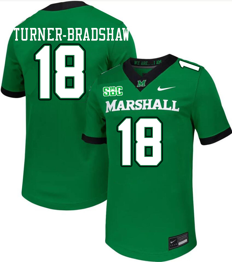 Marshall Thundering Herd #18 Xayvion Turner-Bradshaw College Football Jerseys Stitched-Green